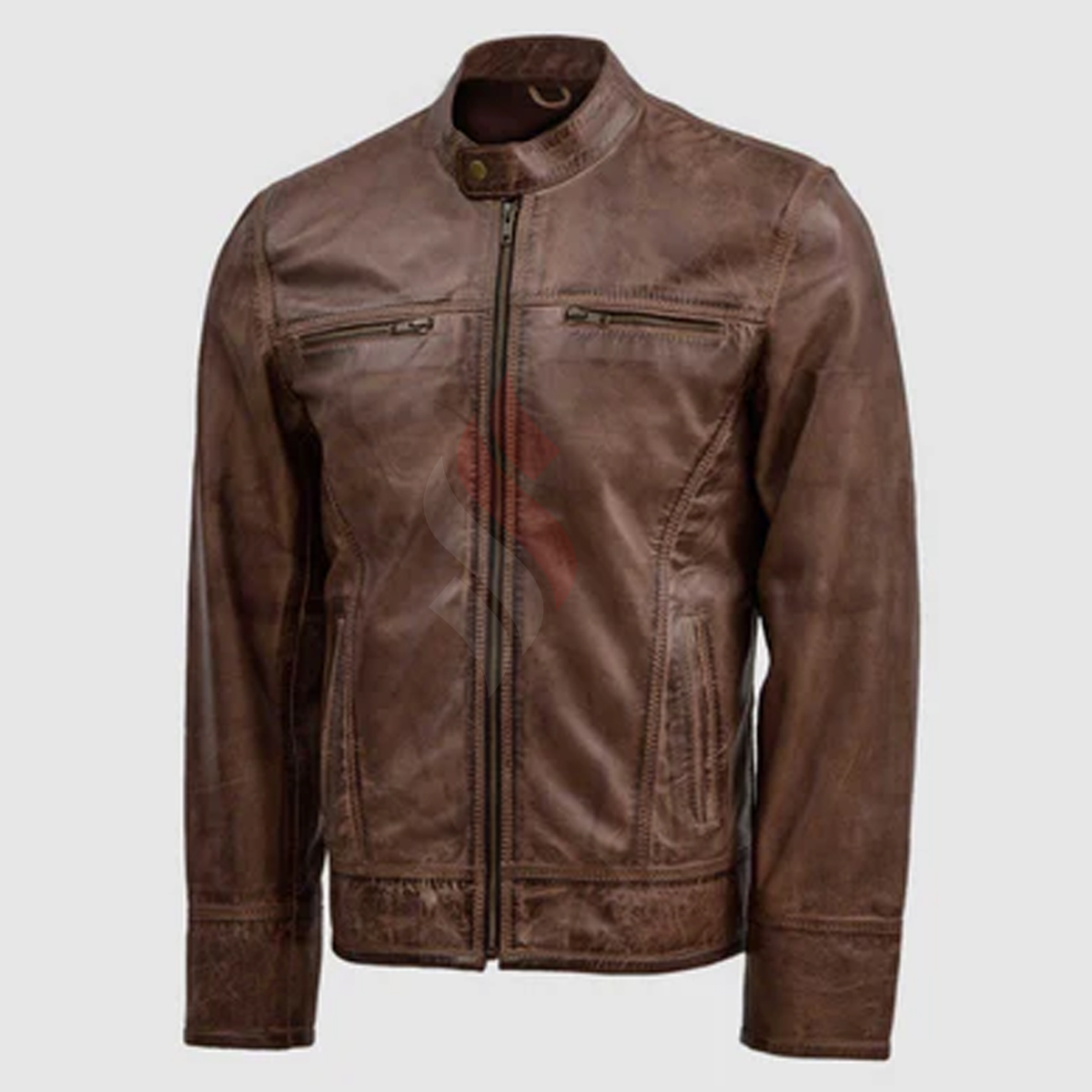 Brown Leather Waxed Jacket