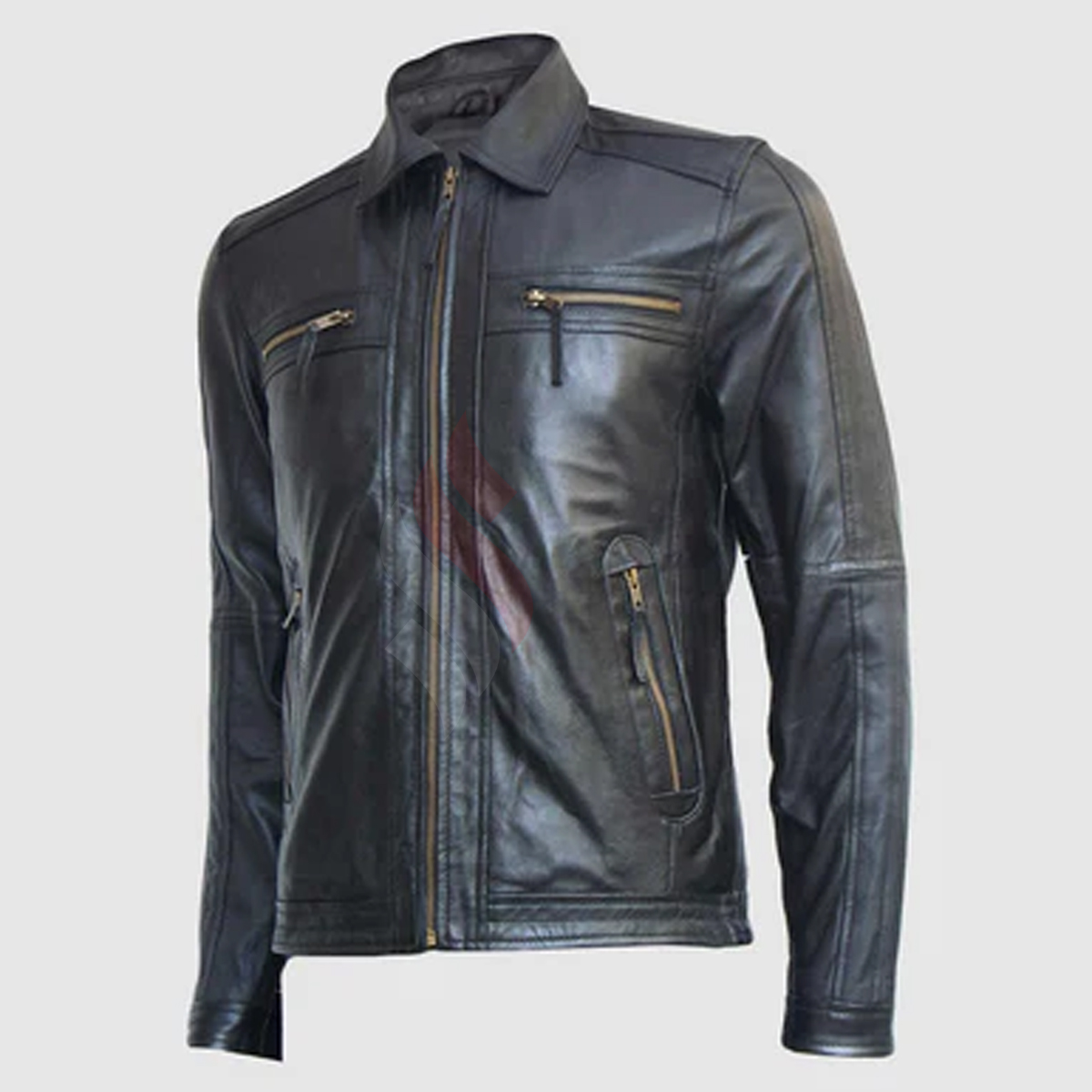 Black Leather Zipper Jacket